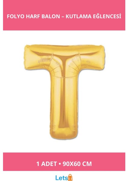 Altın Sarısı Folyo Harf Balon 1 Metre Uçan Balon