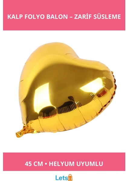Altın Sarısı Kalp Folyo Balon 45 cm Kutlama Aksesuarı