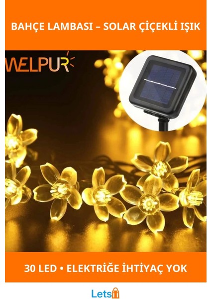 Güneş Enerjili 30 LED Çiçekli Bahçe Lambası