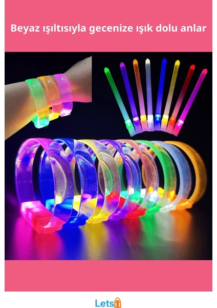 Beyaz 3 Modlu Pilli LED Işıklı Esnek Parti Bilekliği fiyatları