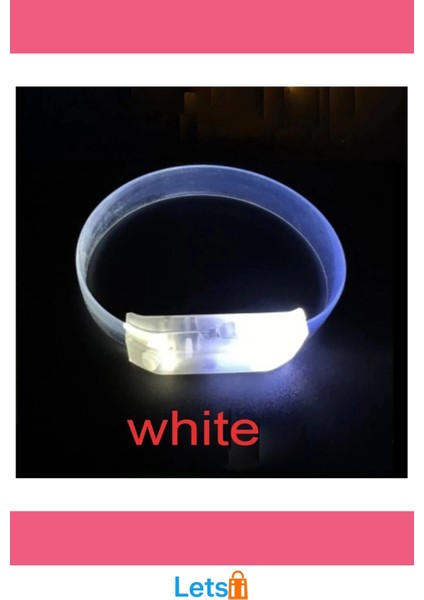 Beyaz 3 Modlu Pilli LED Işıklı Esnek Parti Bilekliği modelleri