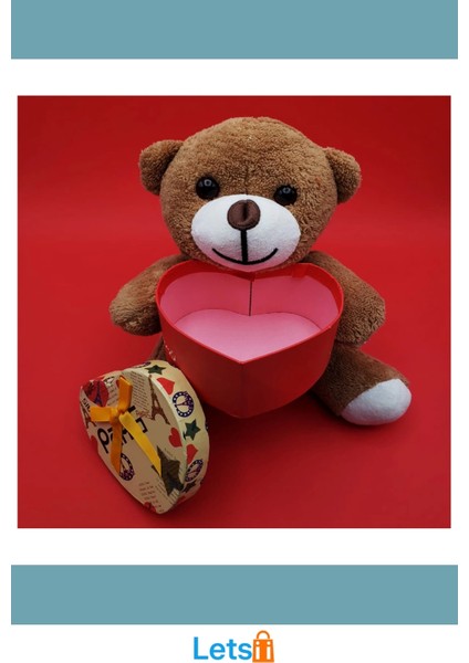 Sevimli Kahverengi Peluş Ayıcık Hediye Kutusunda 25 cm modelleri