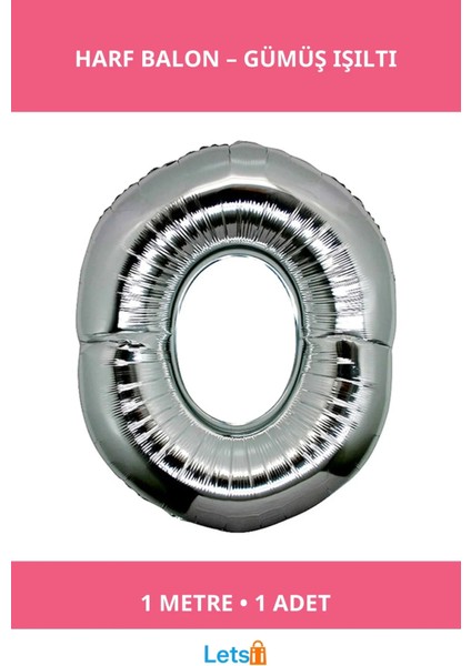 Gümüş Rengi Folyo Harf Balon 1 Metre Uzunluk 90 cm