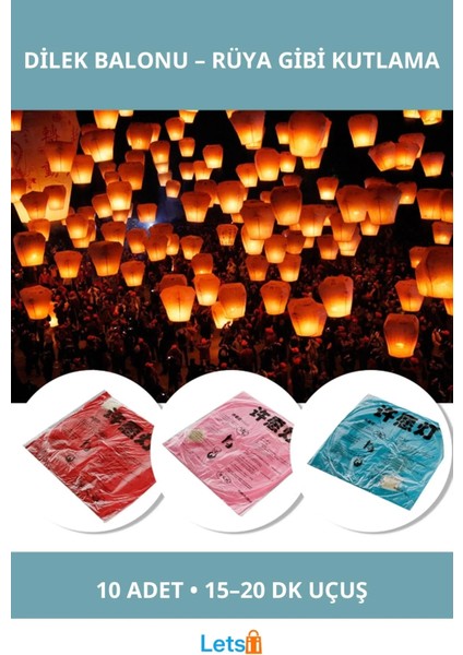 Karışık Renkli Dilek Feneri Dilek Balonu 100 cm