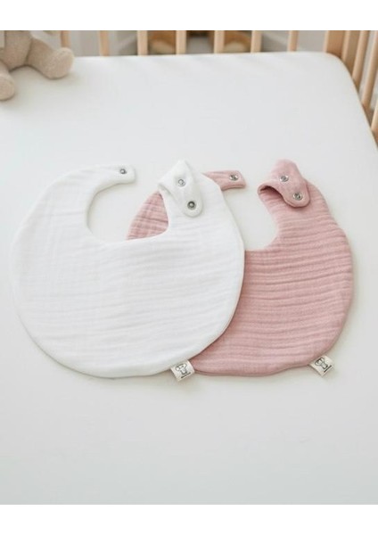 Oval 2'li %100 Pamuk Müslin Bebek Önlüğü / Yakalık / Salya Önlüğü