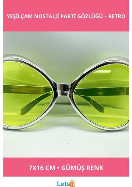 Gümüş Renk Nostaljik Yeşilçam Parti Gözlüğü 7X16 cm