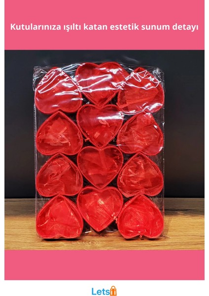 Şık Kırmızı Kalpli Tül Kese Hediyelik ve Süsleme 16 cm fiyatları