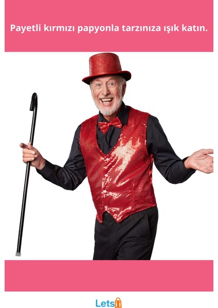 Kırmızı Payetli Pullu Papyon Özel Etkinlik Aksesuarı fiyatları