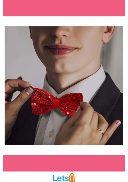 Kırmızı Payetli Pullu Papyon Özel Etkinlik Aksesuarı indirimleri