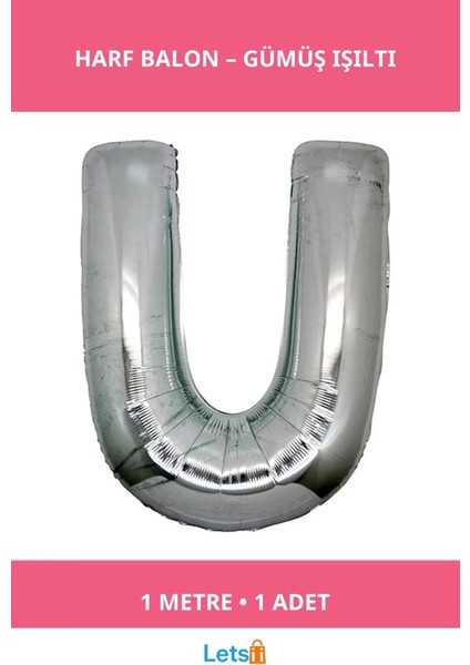 Gümüş Renkli Folyo Harf Balon 1 Metre