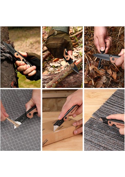 WP211015 2-In-1 Ahşap Saplı Profesyonel Cep Çakısı & Katlanır Rötuş Maket Bıçağı + 11 Adet Yedek Bıçak fırsatları