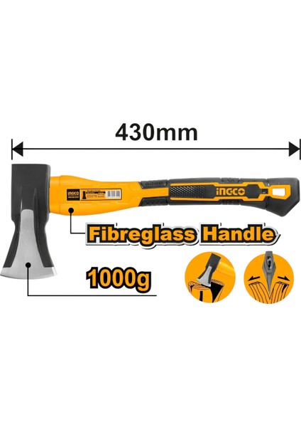 Ingco HAX03010008 1000GR. 430MM Fiberglas Saplı Balta fırsatları