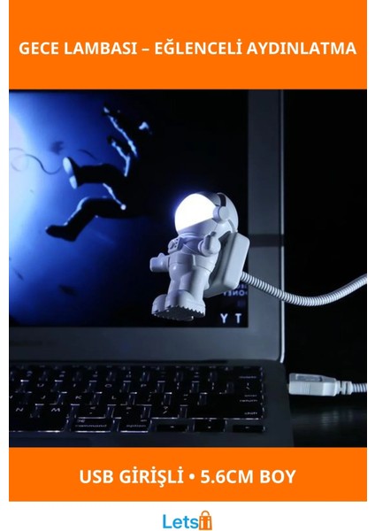Astronot USB Gece Lambası Sevimli Aydınlatma