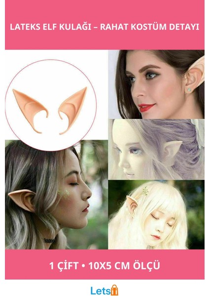 Yumuşak Lateks Elf Kulağı 1 Çift Esnek ve Rahat Kullanım