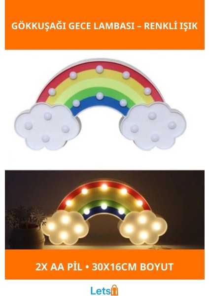 LED Işıklı Gökkuşağı Şık Gece Lambası 30X16 cm