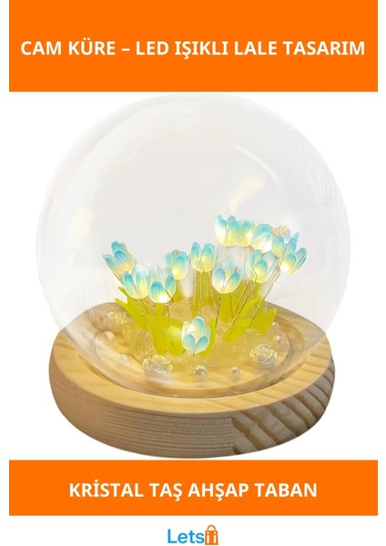 LED Işıklı Kendin Yap Lale Cam Küre