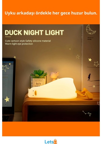 Yumuşak Silikon Yatan Ördek Tasarımlı Gece Lambası fiyatları