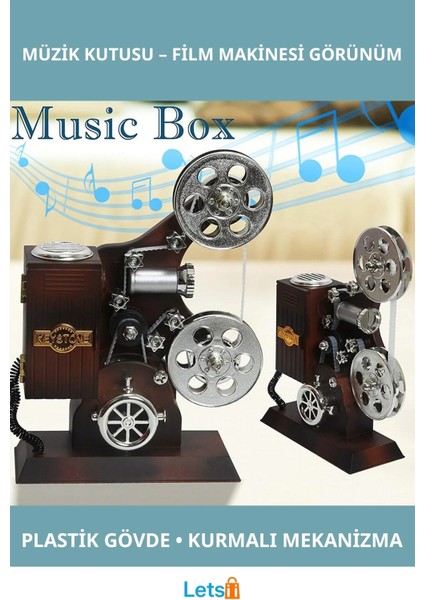 Film Makinesi Tasarımlı Nostaljik Müzik Kutusu