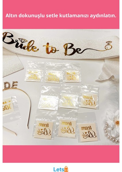 Altın Renk Gelin Partisi Dekorasyonu 13 Parça Set fiyatları