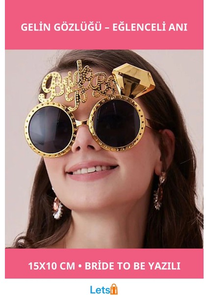 Altın Renk Bride To Be Yazılı Gelin Gözlüğü