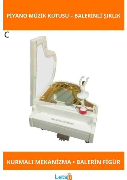 Balerin Figürlü Piyano Müzik Kutusu Nostaljik Ev Dekoru