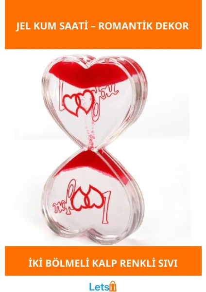 Kalp Şeklinde Romantik Dekoratif Jel Kum Saati