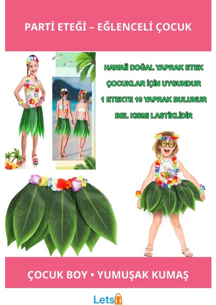 Tropikal Esintili Yapraklı Çocuk Parti Eteği