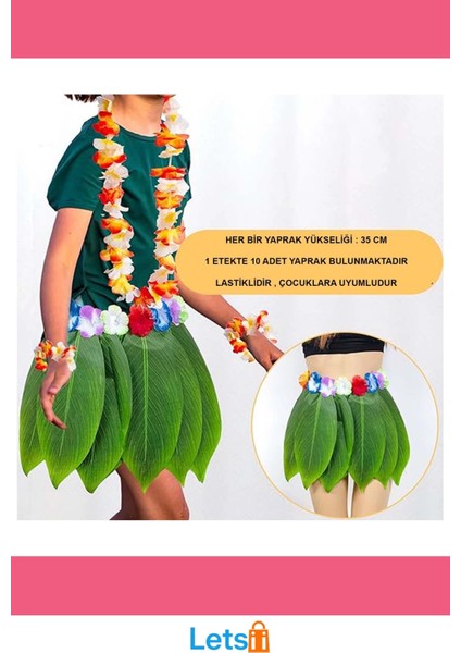 Tropikal Esintili Yapraklı Çocuk Parti Eteği fırsatları