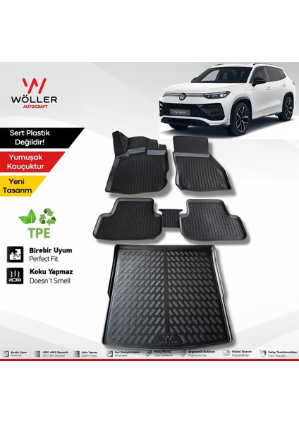 Volkswagen Tayron Paspas Bagaj Havuzu Set 2024 Sonrası Uyumlu 3D Ultraflex Set