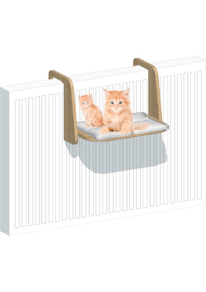 Ahşap Radyatör Kedi Yatağı – Isıtıcıya Monte Edilebilir Rahat ve Dekoratif Kedi Hamak - Dekoratif Evcil Hayvan Mobilyası