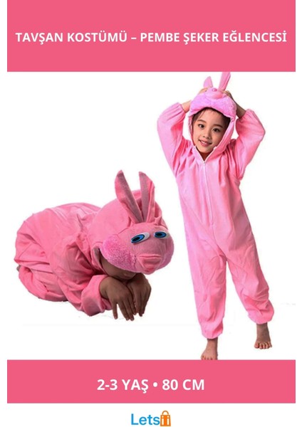 Pembe Renk Tavşan Kostümü 2 3 Yaş Yumuşak ve Rahat