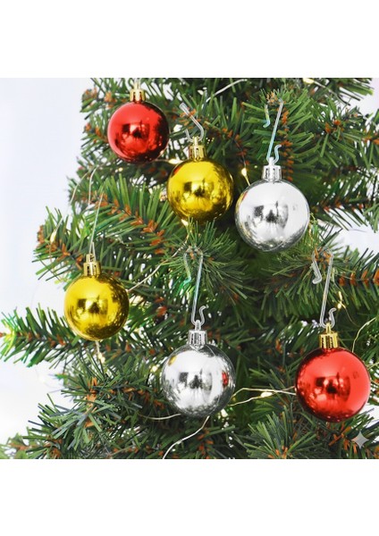 Renkli Parlak Yılbaşı Ağacı Süsü 12’li Set 3 cm – Kırmızı, Altın, Gümüş Noel Süs Topları