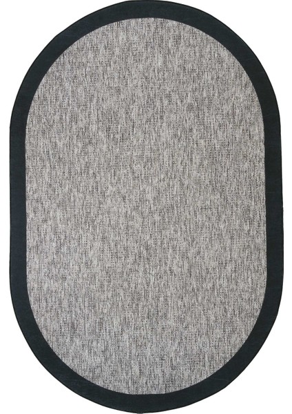 Pratico Gri Oval Makinede Yıkanabilir Kaymaz Taban Mutfak Halısı Sisal Görünüm Yumuşak Dijital Halı