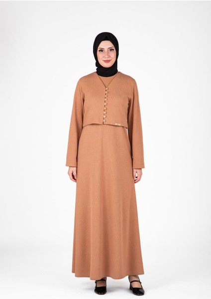 Ceketli Örme Elbise Takım Bej 9472 fiyatları
