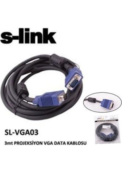 S-Lınk SL-VGA03F Monitör,vga,projektör E-D (3 Metre) Data Projeksiyon Kablo