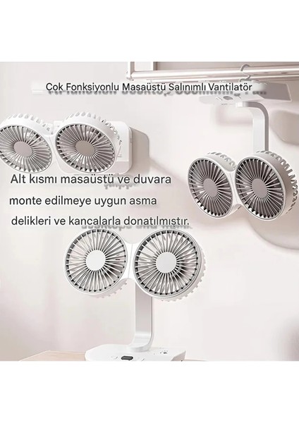 Masaüstü Dijital Ekranlı Çift Fanlı LED Işıklı Soğutucu Fan Ev Ofis Şarjlı Vantilatör modelleri