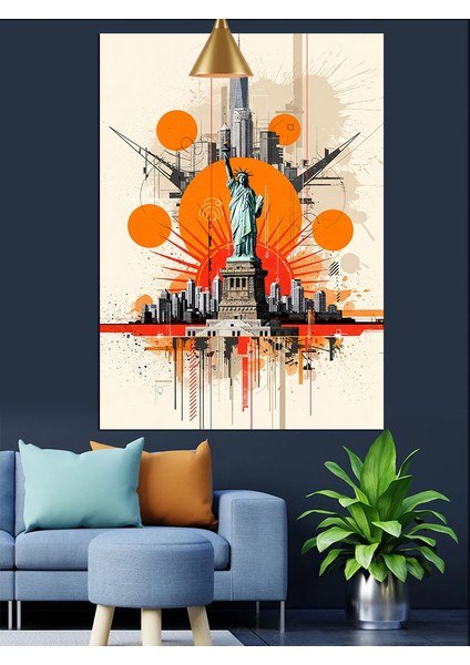 Özgürlük Heykeli New York Dekoratif Kanvas - Mdf Ahşap Tablo fırsatları