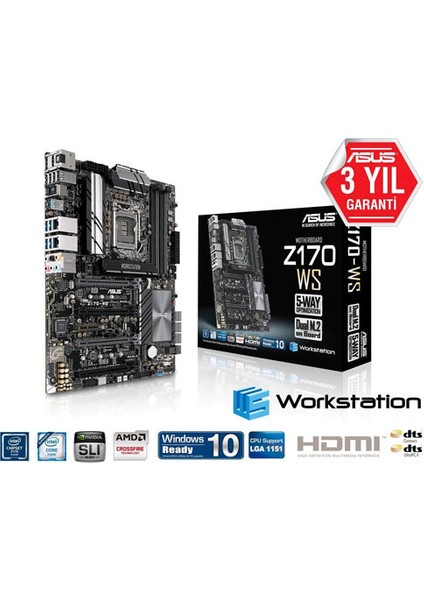 Asus Intel Z170-WS Ddr4 3300(OC) VGA HDMI Glan 1151P
