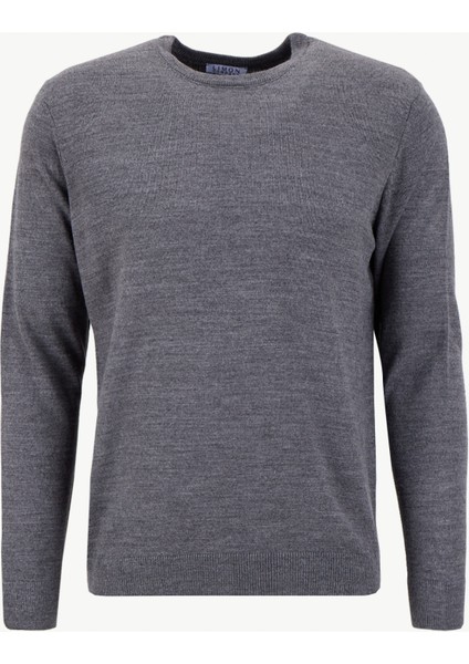 Bisiklet Yaka Basic Düz Gri Melanj Erkek Kazak MML5WM-KZK9531