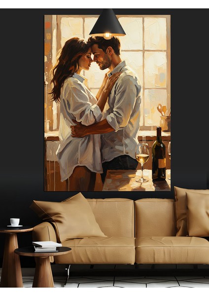 Dans Eden Sarılan Romantik Çift Dekoratif Kanvas - Mdf Ahşap Tablo fiyatları
