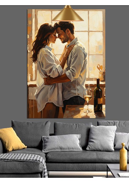 Dans Eden Sarılan Romantik Çift Dekoratif Kanvas - Mdf Ahşap Tablo modelleri