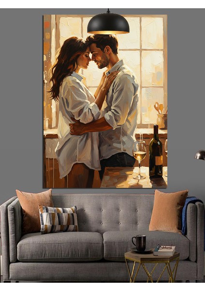 Dans Eden Sarılan Romantik Çift Dekoratif Kanvas - Mdf Ahşap Tablo indirimleri