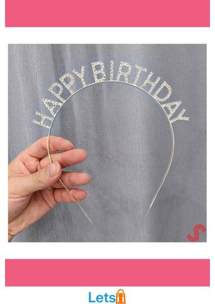 Gümüş Kristal Taşlı Zarif Happy Birthday Tacı fırsatları