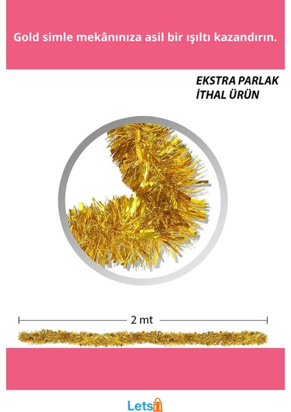 2 Metre Simli Gold Parti Süsü Işıltılı Süslü Dekor fiyatları