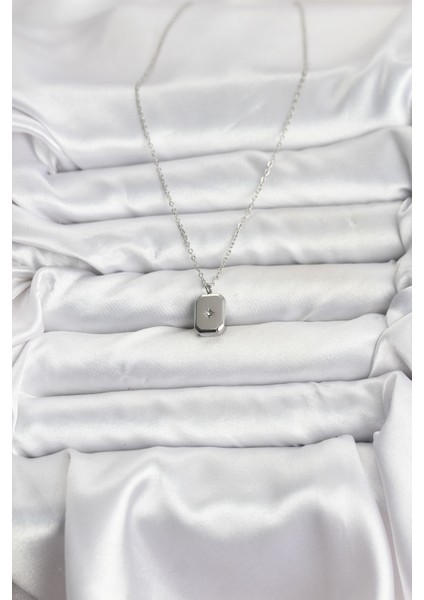 316L Çelik Zincir Gümüş Renk Minimal Kutup Yıldızı Model Kadın Kolye - Bamido