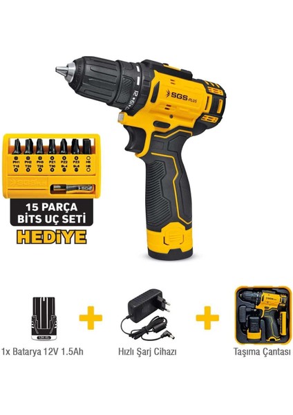 Sgs 5147 Akülü Vidalama 12 Volt 1,5 Ah