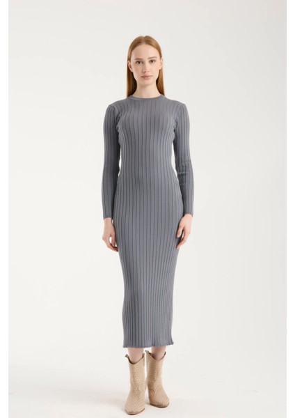 Vücuda Oturan Uzun Kollu Ribana Triko Elbise fiyatları