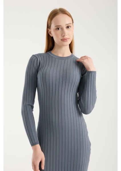 Vücuda Oturan Uzun Kollu Ribana Triko Elbise fırsatları
