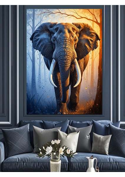 Yağlı Boya Büyük Fil Portresi Dekoratif Kanvas - Mdf Ahşap Tablo