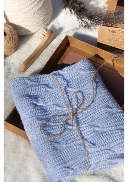 Triko Örme Mevsimlik Ultra Yumuşak Dokulu Kutulu Bebek Battaniyesi